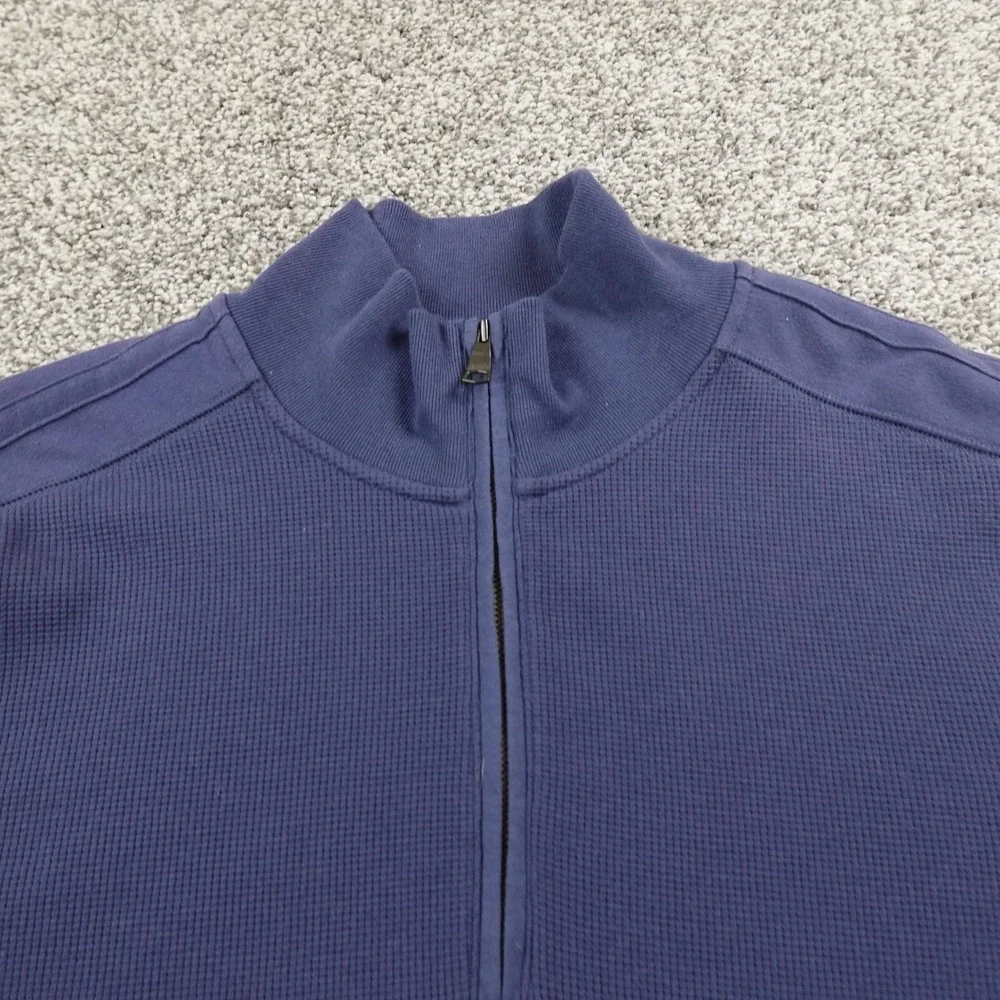 Banana‎ Republic Sweater Mens M Blue Waffle Knit 1/4 Zip Mock Neck Pullover Top